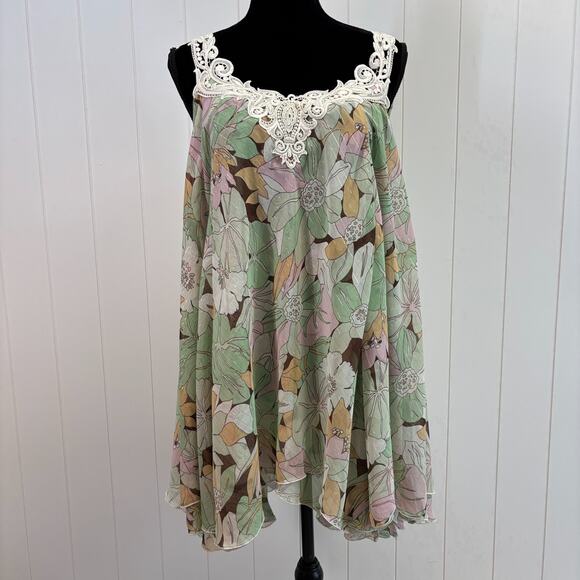 Handmade Boutique Womens Fairy Floral Feminine Cocktail Dress Size M Flowy Lace - Picture 1 of 8